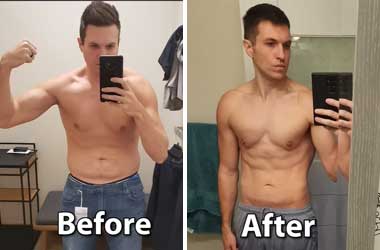 Doug Polk before and after Body Fat Prop bet challenge